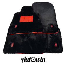 AutoWin Brand Sheepskin Floor Mats for Rolls Royce Phantom Sedan - Red Leather picture
