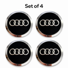 69mm Audi Black Wheel Center Hub Caps – Set of 4 – Replacement Center Caps picture