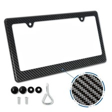 Black 3K Twill Carbon Fiber License Plate Frame Cover US Standard Universal Size picture