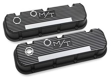 241-85 Holley M/T Valve Covers - Vintage Style - Finned - BBC - Satin Black picture