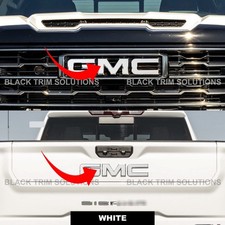 For 2022-2024 Gmc Sierra 1500 Gloss White Overlay DECAL x2 for Front Rear Emblem picture