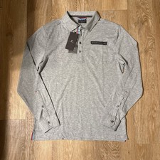 PORSCHE DESIGN CLASSIC & 70 YEAR COLLECTION GREY L/S POLO SHIRT EURO:M USA:S picture