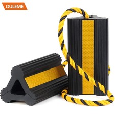 OULEME Heavy Duty Rubber Wheel Chocks, Non-Slip Tire Stopper Blocks with Rope picture