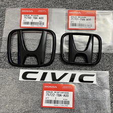 🎁3PCS Fit For HONDA Civic 2016-2021 Front & Rear Emblem H+ CIVIC Badge Black US picture