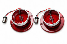 2x 1963 Chevrolet Impala Bel Air Biscayne LED Tail Light Lens w/ Chrome Bezels picture