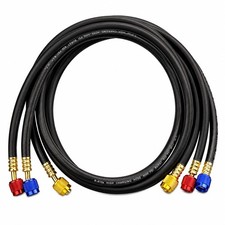 3 Pieces AC Manifold Gauge Hose Kit – HVAC 59 inches, Red & Blue & Yellow picture
