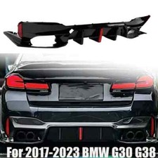 For BMW G30 G38 2017-23 Big Fin M5 Style Gloss Black LED Rear Bumper Diffuser AT picture