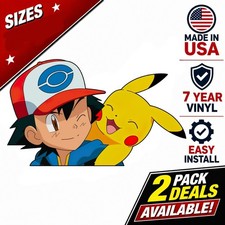 Pokemon Ash & Pika Cartoon Vinyl Car Window Decal Graphic Bumper Sticker picture