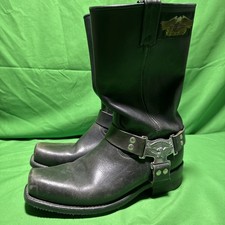 VTG Harley-Davidson Black Leather Harness Biker Boots Square Toe  Sz 9.5 picture