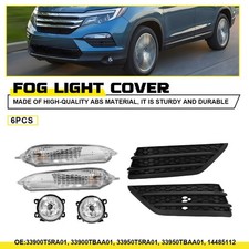 6X Clear Fog Light Bumper Lamp w/Bulbs Cover Bezel For Honda Pilot 2016-2018 EOA picture