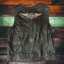 Harley-Davidson Women's Classic Wing Black Leather Vest Large ( H-D 98156-09VW ) picture