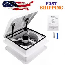 14”  RV Roof Vent Fan 4-Speed Reversible 12V RV Bathroom Fan Deluxe Open RV Fan picture
