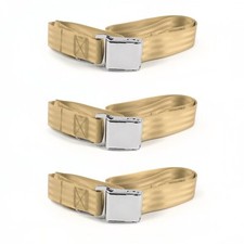 JP Wagoneer 1963 - 1991 Airplane 2pt Tan Lap Bench Seat Belt Kit - 3 Belts rat picture
