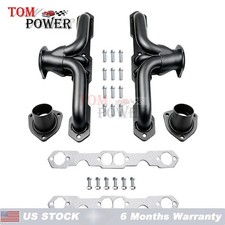 Black Coated Shorty Exhaust Headers for Chevy SBC 283-400 V8 1958-Up 1-1/2