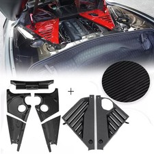 7X CARBON Black Engine Bay Trim Fits 2020-up Corvette C8 Panel Appearance Cover picture