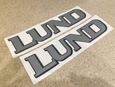 Lund Vintage Fishing Boat Decal Silver Black 2-PAK  + FREE Fish Decal picture
