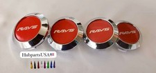 64mm Rays Volk Red and Silver Wheel Center Caps 4 set picture