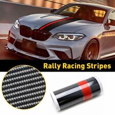 Car Rally Racing Stripes Front Hood 5D Carbon Fiber + red Decal Wrap Sticker picture
