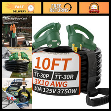10FT 30 Amp RV Extension Cord - Heavy Duty 10/3 Gauge, Waterproof, Grip Handle, picture