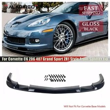 For Corvette C6 Z06 06-13 | ZR1 Style Glossy Black Front Bumper Splitter Lip Kit picture