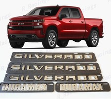 5PCS Fender Rear Chrome Silverado Hood Duramax Emblems Fit 2019+ Silverado picture