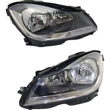 Headlight Set For 2012-2015 Mercedes Benz C250 Left and Right Black Housing CAPA picture