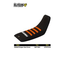 1997-2001 KTM SX 50 Seat Cover Gripper by Enjoy Mfg ALL BLACK / ORANGE RIBS #107 picture