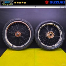 DNA 2002 SUZUKI DRZ400E ANODIZED FRONT REAR WHEELS HUBS SUPERMOTO TIRES 00-07 picture
