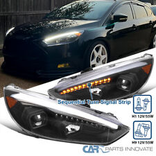 Black Fits 2015-2018 Ford Focus LED Sequential Signal Strip Projector Headlights picture