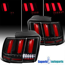 Fits 1999-2004 Ford 99-04 Mustang Sequential LED Tail Lights Brake Shiny Black picture