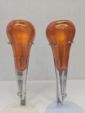 Lot Of 2 Antique Automobile, Car Bud Vases, Iridescent Marigold Carnival Glass picture