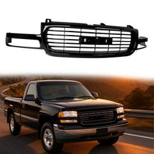 Front Upper Grill Grille Gloss Black Fit For 1999-2002 GMC Sierra 1500 2500 picture