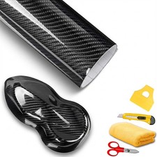 7D Premium Super Gloss Black Carbon Fiber Vinyl Wrap Bubble Free Air Release 6D picture