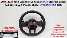 2018 -23 Jeep Wrangler JL Steering Wheel Red Stitching & Paddle Shift 7ER952R3AD picture