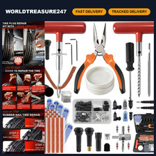 132Pcs Heavy Duty Tire Repair Kit - Professional Plug & Puncture Patch Tools for picture