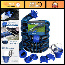 Heavy-Duty RV Sewer Hose Kit - 2 x 10 Ft Waste Drainage Hoses with Connectors picture