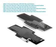 Front Rear Bowtie Emblem Gloss Black 2007-13 Silverado 1500 2007-10 2500HD3500HD picture