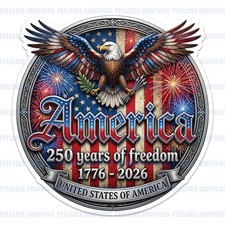 America 250 Years Sticker Vinyl Decal American Patriotic USA Flag P picture