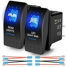 2Pcs 12V 20A Blue LED Rocker Switch for UTV ATV Boat Golf Cart - 3-Pin Toggle Sw picture