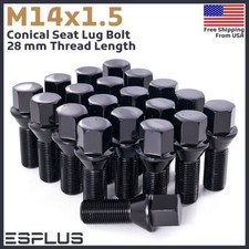 20x Bugatti/Lamborghini Lug Bolt M14x1.5 Black 28mm Chiron/Divo/Mistral/Urus picture