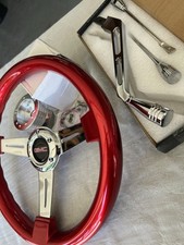 Candy Red & Chrome GMC Steering Wheel Billet Hub Adapter & Gear Shifter picture