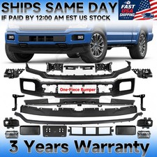 New Front Bumper Cover Kit W/ Halogen Fog Lights Fits 2018 2019 2020 Ford F-150 picture