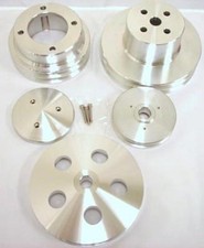 Oldsmobile 4 Pulleys & Nose Cover Double 2 1 Groove Aluminum Set 350 455 Pulley picture