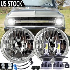 Pair 7 inch LED Headlights Round DOT Approved Hi/Lo Lamp For 1967-1972 Chevy C10 picture