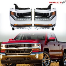 Pair Headlight For Chevy Silverado 1500 2016-2018 HID/Xenon w/ LED DRL Projector picture