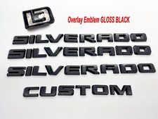 Fit 2019-2025 Gloss Black Silverado Custom Emblem Nameplate Badge Kit Overlay picture