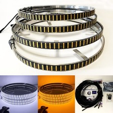 4 Row 15.5'' Strobe White Amber LED Truck Wheel Ring Lights w/Turn Signal Light picture