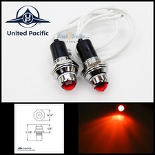 Pair Mini Red Pilot Dash Indicator Warning Lights 12V Classic Hot Rod Vintage picture
