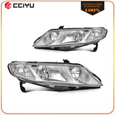 2Pcs Pair Headlights Assembly For 2006-2011 Honda Civic Sedan Chrome Housing picture
