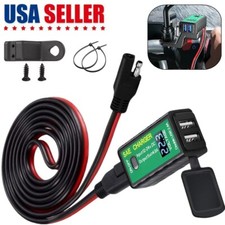 Waterproof Motorcycle SAE to Dual USB Charger DC Port Voltmeter Adapter ATV UTV picture
